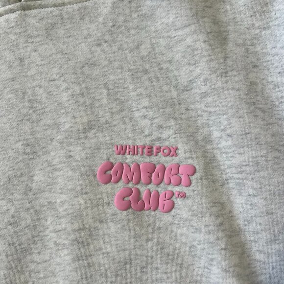 White Fox Hoodie Comfort Club Gray Pink Size XS/S - Picture 2 of 5